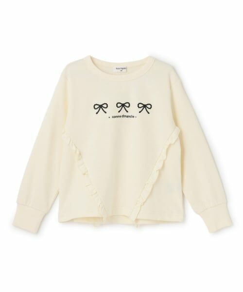 KP / ケーピー スウェット | trois lapins リボン刺シュウ フリルトレーナー（アイボリー）