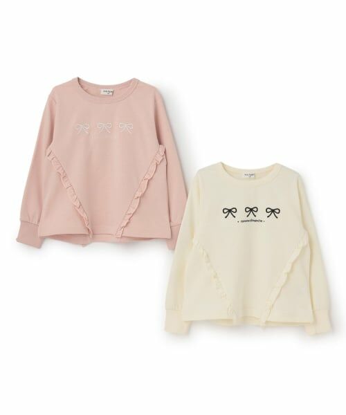 KP / ケーピー スウェット | trois lapins リボン刺シュウ フリルトレーナー | 詳細7