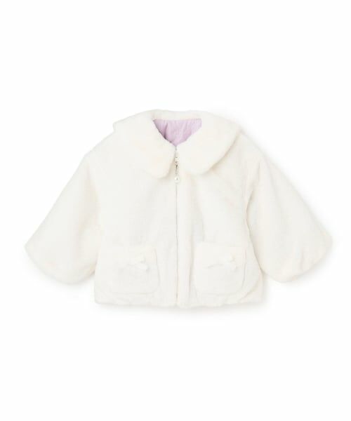 KP / ケーピー ブルゾン | フェイクファー×リボンキルト リバーシブルジャケット（オフ ホワイト）