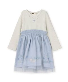 KP / ケーピー ミニ丈・ひざ丈ワンピース | mimiちゃん刺しゅう ラメテレコ×チュール ワンピース