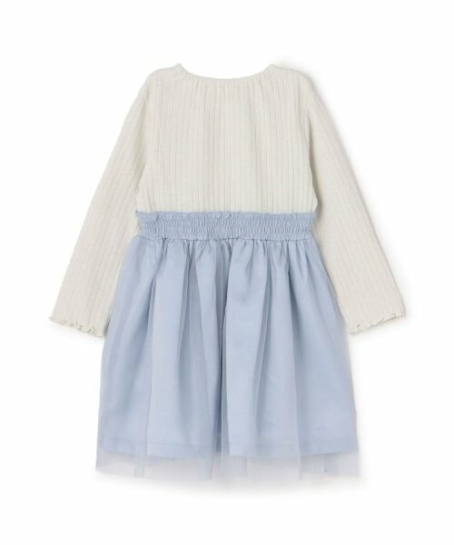 KP / ケーピー ミニ丈・ひざ丈ワンピース | mimiちゃん刺しゅう ラメテレコ×チュール ワンピース | 詳細1