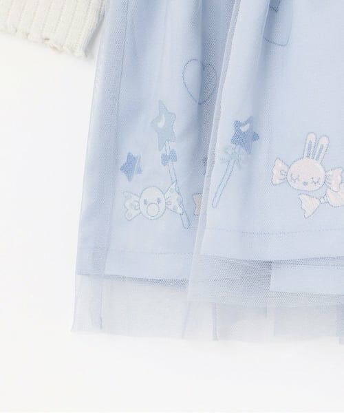 KP / ケーピー ミニ丈・ひざ丈ワンピース | mimiちゃん刺しゅう ラメテレコ×チュール ワンピース | 詳細5