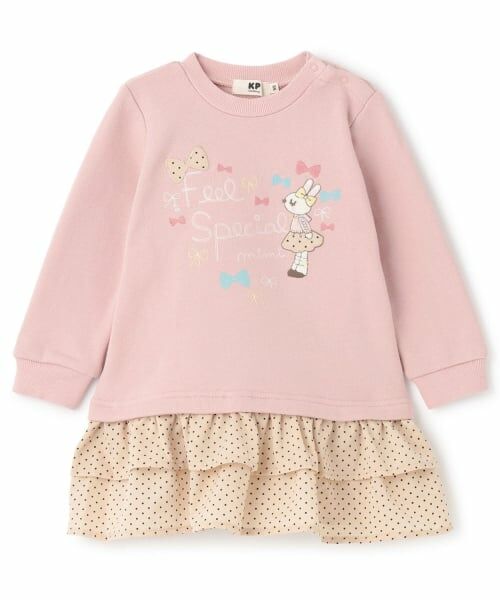 KP / ケーピー ミニ丈・ひざ丈ワンピース | mimiちゃん 裏毛ワンピース 【吸湿発熱】（ピンク）