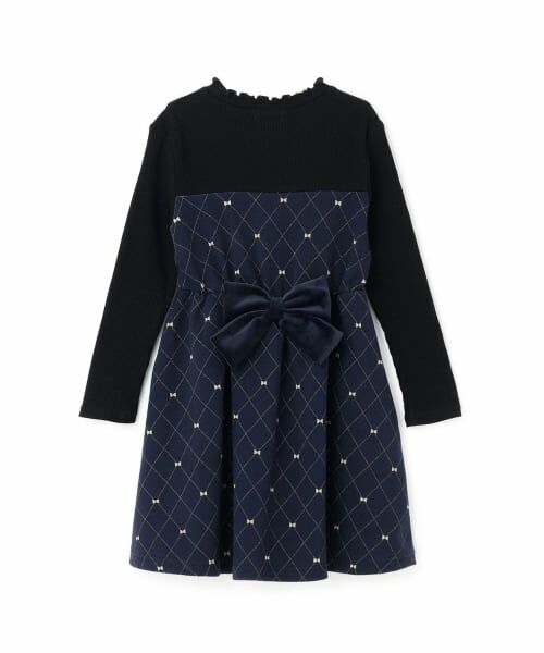 KP / ケーピー ミニ丈・ひざ丈ワンピース | リボンチェックラメジャカード×テレコ ワンピース | 詳細1