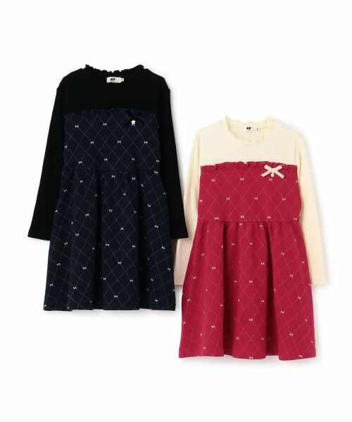 KP / ケーピー ミニ丈・ひざ丈ワンピース | リボンチェックラメジャカード×テレコ ワンピース | 詳細11