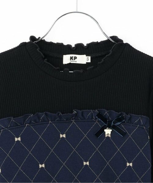 KP / ケーピー ミニ丈・ひざ丈ワンピース | リボンチェックラメジャカード×テレコ ワンピース | 詳細2