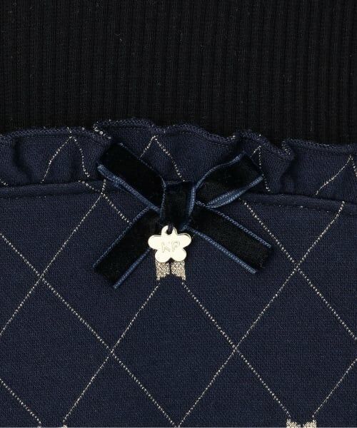 KP / ケーピー ミニ丈・ひざ丈ワンピース | リボンチェックラメジャカード×テレコ ワンピース | 詳細3