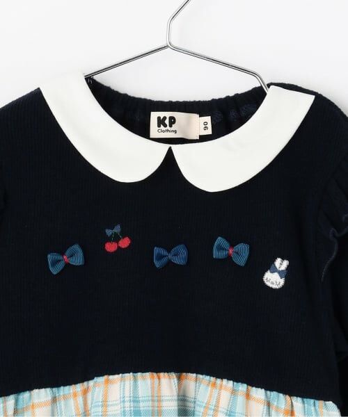 KP / ケーピー ミニ丈・ひざ丈ワンピース | 先染チェック×起毛テレコ ワンピース | 詳細2