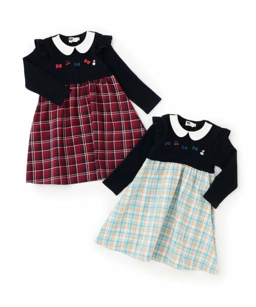 KP / ケーピー ミニ丈・ひざ丈ワンピース | 先染チェック×起毛テレコ ワンピース | 詳細9