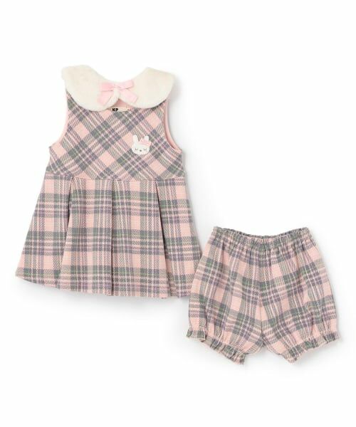 KP / ケーピー その他トップス | Wジャカードチェック ベビーセット 【ティペット付き】 | 詳細2
