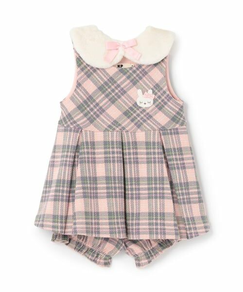 KP / ケーピー その他トップス | Wジャカードチェック ベビーセット 【ティペット付き】（ピンク）