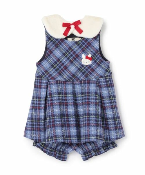 KP / ケーピー その他トップス | Wジャカードチェック ベビーセット 【ティペット付き】（紺）