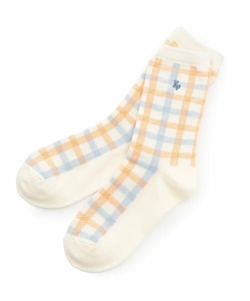 KP / ケーピー ソックス | チェックソックス (ロゴ)（アイボリー）