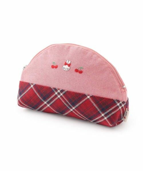 KP / ケーピー ポーチ | 先染チェック×ダンガリー ポーチ（赤）