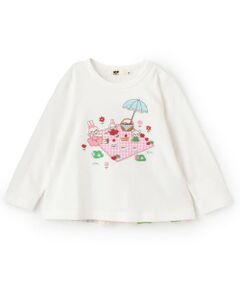 KP / ケーピー Tシャツ | ピクニック柄アップリケ 長袖Tシャツ