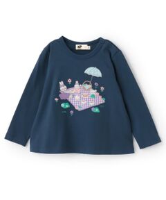 KP / ケーピー Tシャツ | ピクニック柄アップリケ 長袖Tシャツ