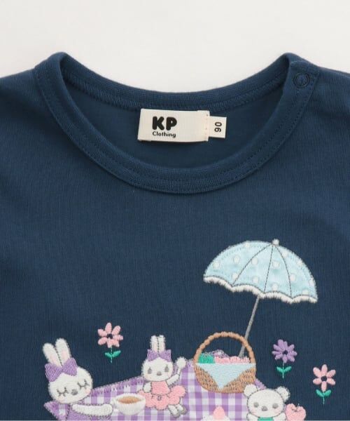 KP / ケーピー Tシャツ | ピクニック柄アップリケ 長袖Tシャツ | 詳細3