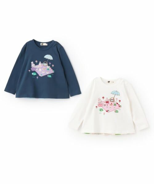 KP / ケーピー Tシャツ | ピクニック柄アップリケ 長袖Tシャツ | 詳細9