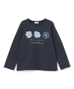 KP / ケーピー Tシャツ | 【Trois Lapins】 フラワーモチーフ アップリケ 長袖Tシャツ