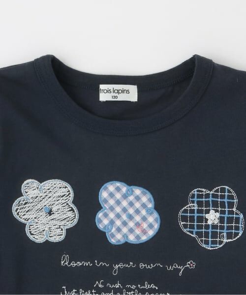 KP / ケーピー Tシャツ | 【Trois Lapins】 フラワーモチーフ アップリケ 長袖Tシャツ | 詳細2
