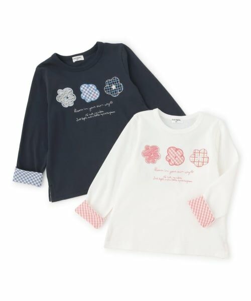 KP / ケーピー Tシャツ | 【Trois Lapins】 フラワーモチーフ アップリケ 長袖Tシャツ | 詳細7