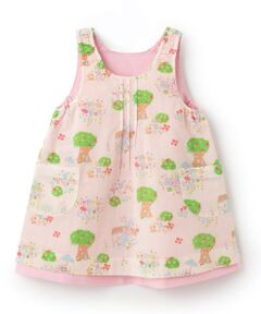 KP / ケーピー ミニ丈・ひざ丈ワンピース | ローン総柄×シャンブレー　リバーシブルジャンパースカート