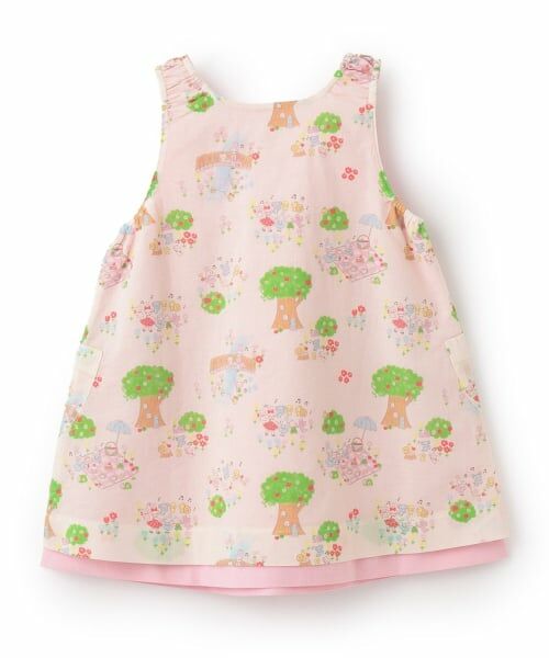 KP / ケーピー ミニ丈・ひざ丈ワンピース | ローン総柄×シャンブレー　リバーシブルジャンパースカート | 詳細1