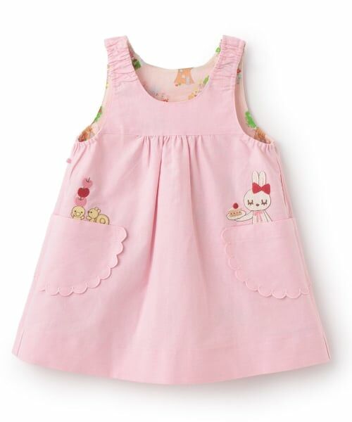 KP / ケーピー ミニ丈・ひざ丈ワンピース | ローン総柄×シャンブレー　リバーシブルジャンパースカート | 詳細2