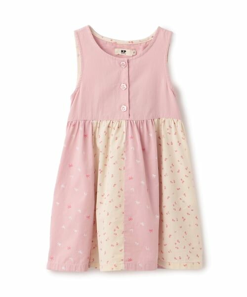 KP / ケーピー ミニ丈・ひざ丈ワンピース | デニム総柄プリント ジャンパースカート | 詳細10