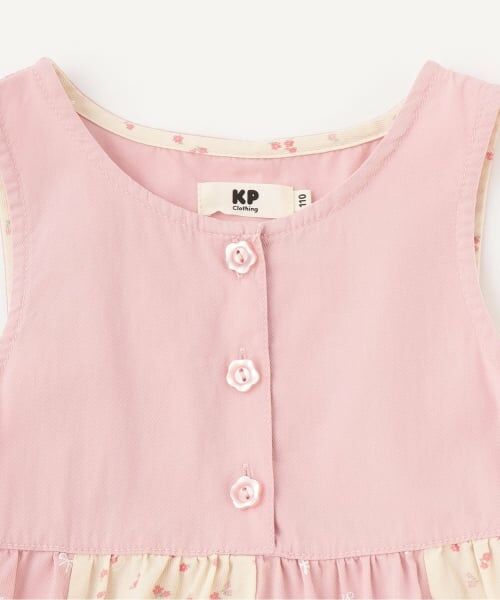 KP / ケーピー ミニ丈・ひざ丈ワンピース | デニム総柄プリント ジャンパースカート | 詳細2