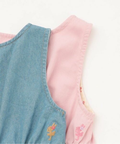 KP / ケーピー ミニ丈・ひざ丈ワンピース | デニム総柄プリント ジャンパースカート | 詳細7