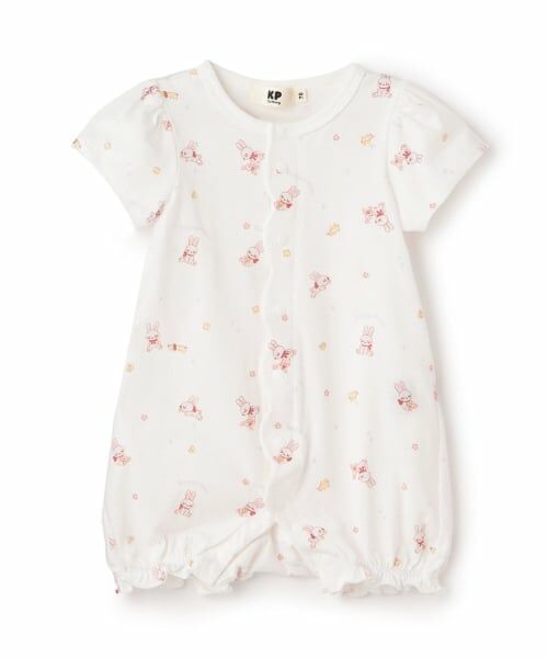 KP / ケーピー ロンパース | mimiちゃん総柄 ショートオール（オフ ホワイト）