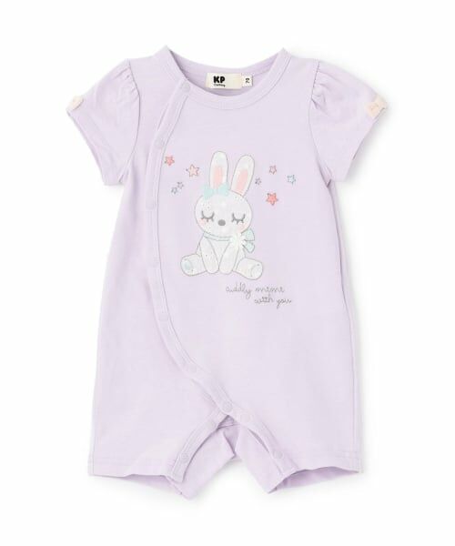 KP / ケーピー ロンパース | mimiちゃん アップリケ刺しゅう ショートオール（ラベンダー）