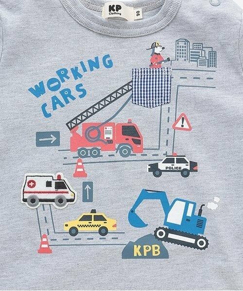 KP / ケーピー Tシャツ | WORKINGCARSプリント長袖Tシャツ（トップグレー） | 詳細3