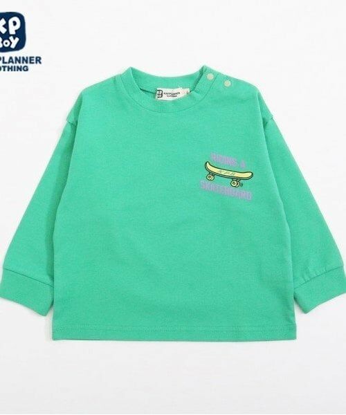 KP / ケーピー Tシャツ | KPBOY くまプリント長袖Ｔシャツ(80～90)（グリーン）
