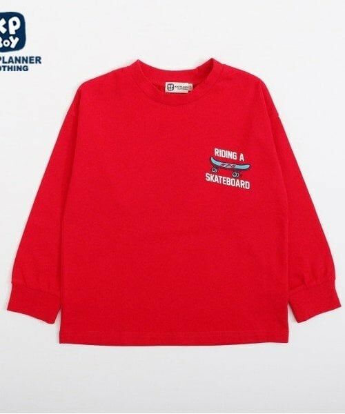 KP / ケーピー Tシャツ | KPBOY くまプリント長袖Ｔシャツ(100～160)（赤）
