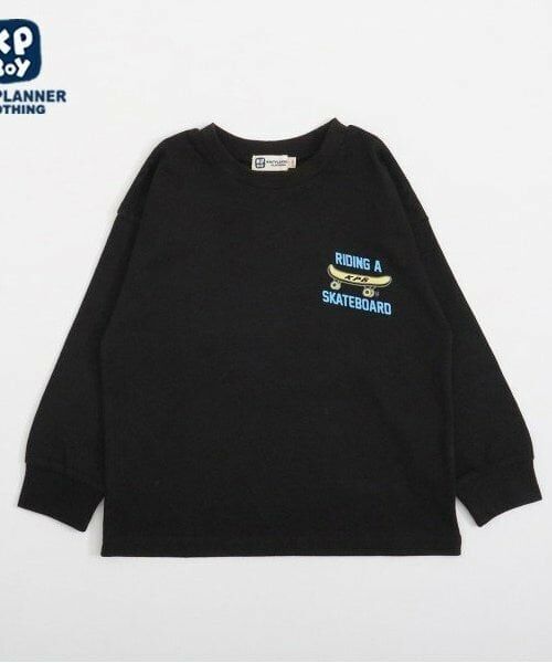 KP / ケーピー Tシャツ | KPBOY くまプリント長袖Ｔシャツ(100～160)（黒）
