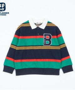 KPBOY(ケーピーボーイ)パネルボーダーポロ衿トレーナー(100～160)