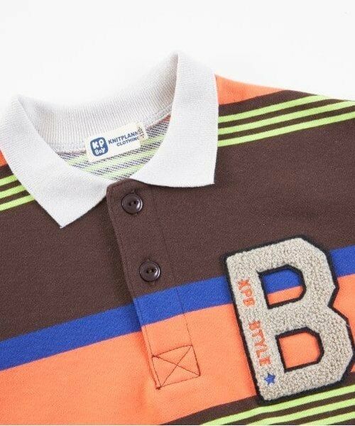 KP / ケーピー ポロシャツ | KPBOY(ケーピーボーイ)パネルボーダーポロ衿トレーナー(100～160) | 詳細1
