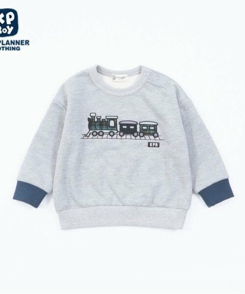 KP / ケーピー スウェット | KPBOY(ケーピーボーイ)機関車アップリケトレーナー(80～130)（シロ杢）