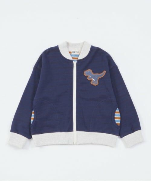 KP / ケーピー カーディガン・ボレロ | KPBOY(ケーピーボーイ)裏ボーダー恐竜ワッペン羽織(80～130) | 詳細1