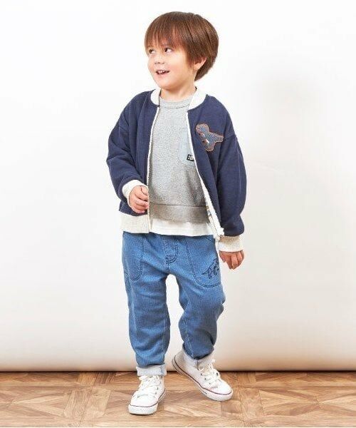 KP / ケーピー カーディガン・ボレロ | KPBOY(ケーピーボーイ)裏ボーダー恐竜ワッペン羽織(80～130) | 詳細3