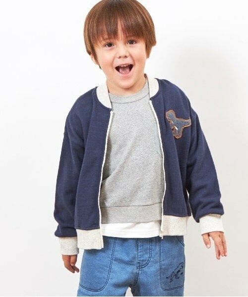 KP / ケーピー カーディガン・ボレロ | KPBOY(ケーピーボーイ)裏ボーダー恐竜ワッペン羽織(80～130) | 詳細4