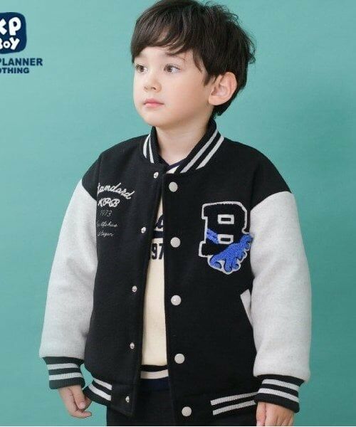 KP / ケーピー ブルゾン | KPBOY(ケーピーボーイ)恐竜ワッペンスタジャン(90～130)（黒）