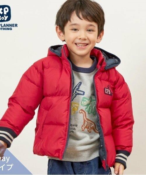 KP / ケーピー ブルゾン | KPBOY(ケーピーボーイ)ソロナ中綿恐竜ワッペンジャケット(90~130)(赤)