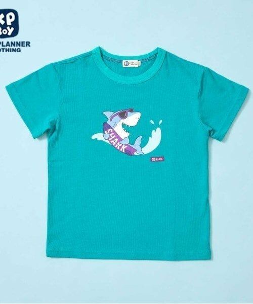 KP / ケーピー Tシャツ | KPBOY(ケーピーボーイ)サメプリント半袖Tシャツ（グリーン）