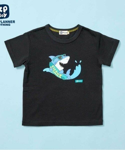 KP / ケーピー Tシャツ | KPBOY(ケーピーボーイ)サメプリント半袖Tシャツ（黒）