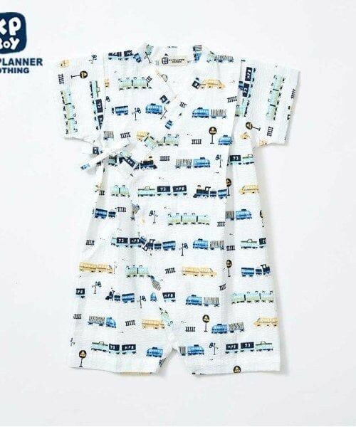 KP / ケーピー 着物・浴衣・小物類 | KPBOY(ケーピーボーイ)電車プリント甚平オール(Free)（白）