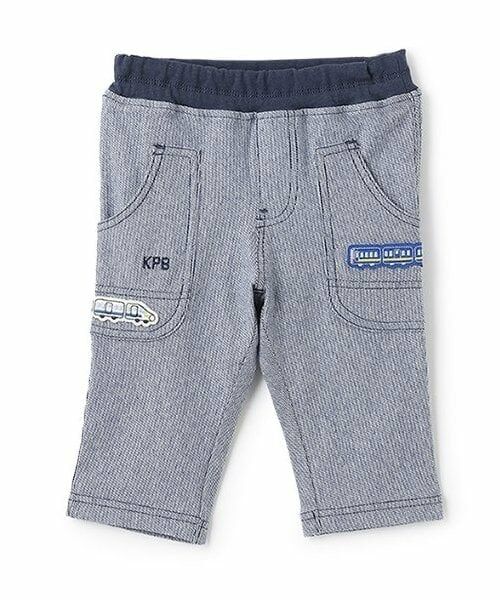 KP / ケーピー その他パンツ | ストライプジャガード電車ワッペン７分丈パンツ（紺）