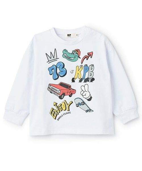 KP / ケーピー Tシャツ | KPBポッププリント長袖Tシャツ（白）